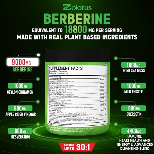 Zolotus 18800mg Berberine Supplement 40 in 1, with Sea Moss, Cinnamon, Milk Thistle ZolotusBuy Supplements Australia