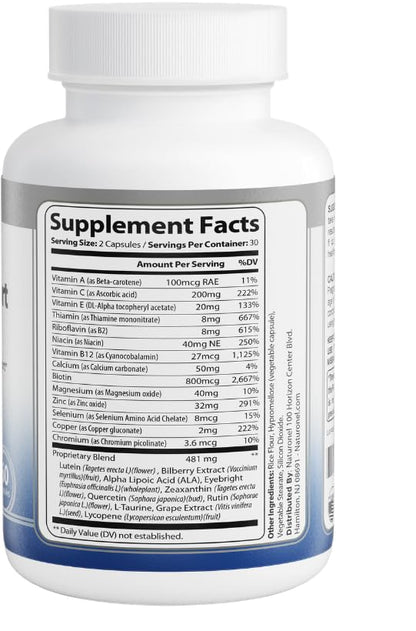 Naturonel Macular Support Formula – Vision & Eye Health with Lutein, Zeaxanthin, Bilberry, Eyebright & Antioxidants | Non-GMO, Made in USA, GMP Certified – 60 Capsules, 30 Day Supply (1) NaturonelBuy Supplements Australia