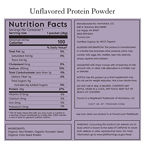 Truvani Organic Vegan Protein Powder Unflavored - 20g of Plant Based Protein, Organic TruvaniBuy Supplements Australia