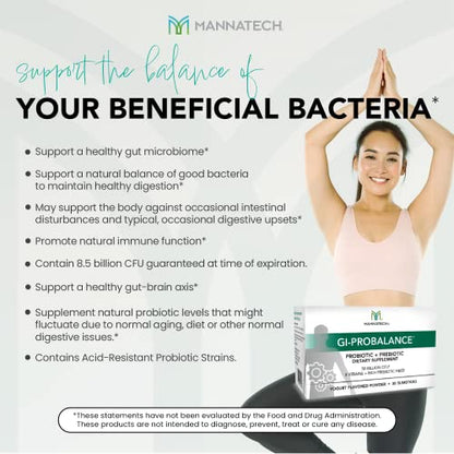 Mannatech Prebiotics and Probiotics, 30 Slimsticks, Yogurt Flavor, GI-ProBalance w/MannaBiotic Blend MannatechBuy Supplements Australia