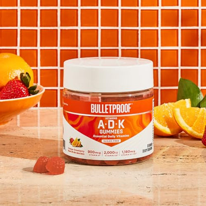 Bulletproof Sugar-Free Orange Strawberry Vitamins A+D+K Gummies, 60 Count, Keto BulletproofBuy Supplements Australia