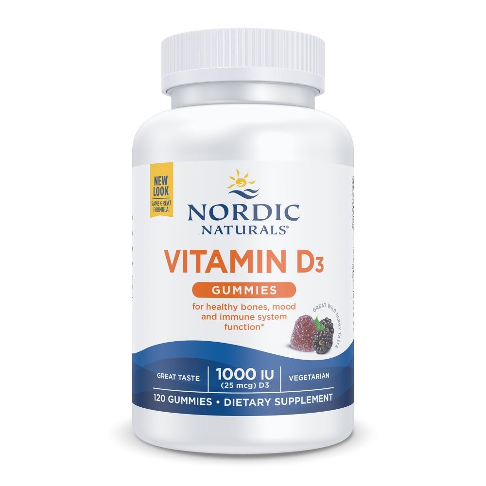 Nordic Naturals Vitamin D3 Gummies, Wild Berry - 120 Gummies - 1000 IU Vitamin D3, 1.4 mg Iron - Great Taste - Healthy Bones, Mood & Immune System Function - Non-GMO - 120 Servings Nordic NaturalsBuy Supplements Australia