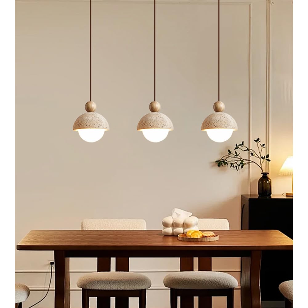 Spherical Wabi Sabi Pendant Light Natural Stone Retro Japanese Style Yellow Travertine Pendant Lighting Vintage Mini Wood Nordic Hanging Light for Kitchen Island Dining Room Bedroom Hallway Bedside OROILUPUBuy Supplements Australia