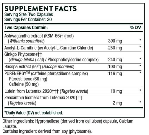 Thorne Memoractiv - Nootropic Brain Supplement for Focus, Creativity, and Concentration ThorneBuy Supplements Australia