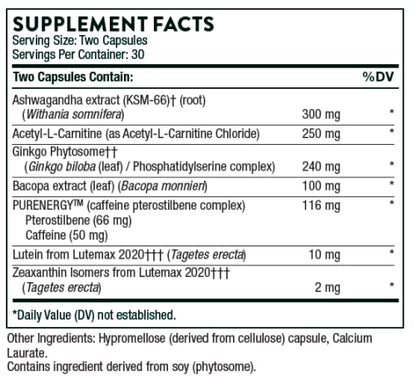 Thorne Memoractiv - Nootropic Brain Supplement for Focus, Creativity, and Concentration ThorneBuy Supplements Australia