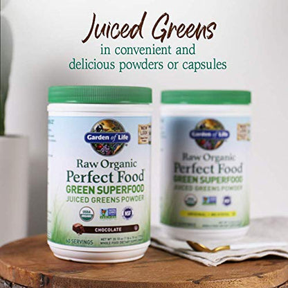 Garden of Life Raw Organic Perfect Food Green Superfood Juiced Greens Powder - Chocolate, 60 Servings, Non-GMO, Gluten Free, Vegan Whole Food Dietary Supplement Plus Probiotics, Enzymes Garden of LifeBuy Supplements Australia
