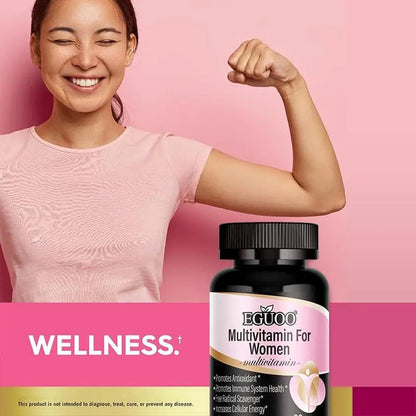 EGUOO Women’s Multivitamin 90 Capsules - Vitamin C, E, Biotin & Folic Acid for Energy, Immune Support, Brain, Heart, Eye & Bone Health EGUOOBuy Supplements Australia