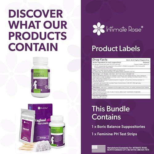 Intimate Rose Boric Acid Suppositories and pH Test Strips for Women (50 Strips) Bundle. Intimate RoseBuy Supplements Australia