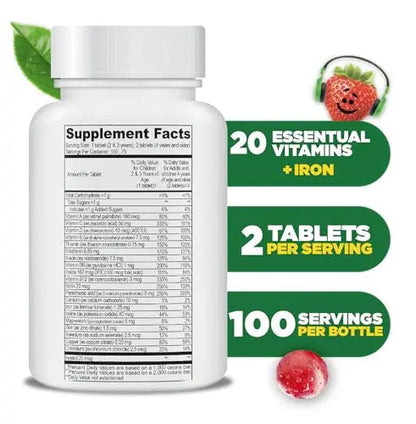 Lifeable Multivitamin & Multimineral with Iron Chewables for Kids – Vegetarian – Gluten Free Vegetarian – Great Tasting Doctors OrdersBuy Supplements Australia
