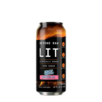 BEYOND RAW LIT On The Go | Ready to Drink Cans | Contains Caffeine, L-Citrulline, Beta-Alanine, and Nitric Oxide | Jolly Rancher Watermelon | 12 Count BEYOND RAWBuy Supplements Australia