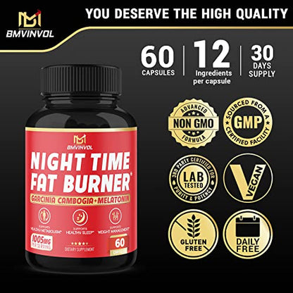 BMVINVOL Night Time Fat Burner, 12-in-1 Powerful Blend of Green Tea, Ceylon Cinnamon BMVINVOLBuy Supplements Australia