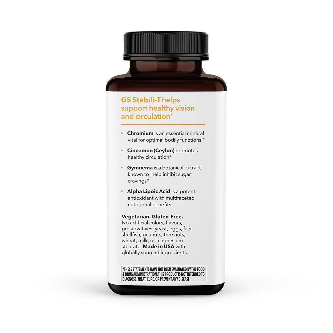 LifeSeasons GS Stabili-T - Blood Sugar Support Supplement - Healthy Circulation & Vision - Maintain Normal Levels - Chromium Cinnamon Gymnema Bilberry & Alpha Lipoic Acid - 90 Capsules LifeSeasonsBuy Supplements Australia