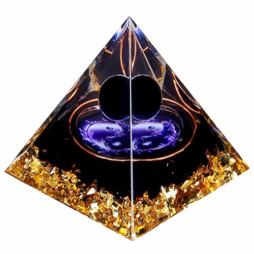 Yin Yang Healing Crystal Orgonite Pyramid - Tai Chi with Obsidian Ball - Taiji Reiki Chakra Meditation FENGSHUI-CAISHENBuy Supplements Australia