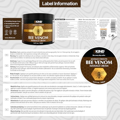 5kind Maximum Strength Bee Venom Cream - Naturally Massage Joints & Muscles, Lower Back, Knee, Neck, Shoulder, Hip & Feet - Responsibly Sourced Premium Bee Venom Cream 3.4 Fl Oz 5kind clinical skincareBuy Supplements Australia