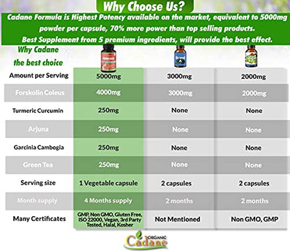 2 Packs Organic Forskolin Supplements Capsules 5000mg with Turmeric, Arjuna, Garcinia Cambogia Organic CadaneBuy Supplements Australia