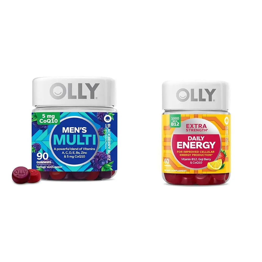 OLLY Men's Multivitamin Gummy, Overall Health and Immune Support, Vitamins A, C, D, E, B, Lycopene & Extra Strength Daily Energy Gummy OLLY