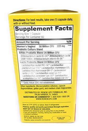RENEW LIFE Ultimate Flora Vaginal Probiotic 50 Billion, 60 CT Renew LifeBuy Supplements Australia