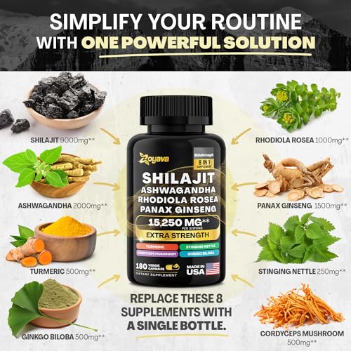 Zoyava Shilajit 9000MG Radiant Health Blend Ashwagandha 2000MG Rhodiola Rosea ZoyavaBuy Supplements Australia