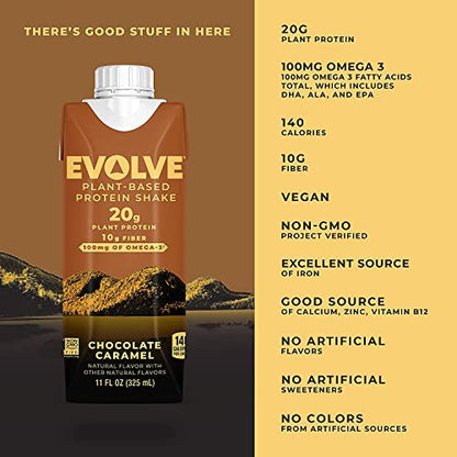 Evolve Plant Based Protein Shake, Chocolate Caramel, 20g Vegan Protein, Dairy Free EvolveBuy Supplements Australia