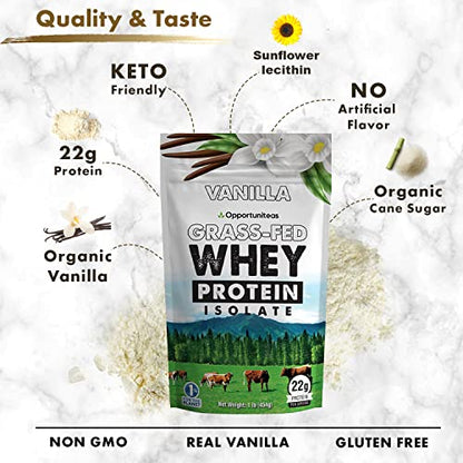 Opportuniteas Vanilla Whey Protein Powder - Grass Fed Whey Isolate + Real Sugar & Vanilla OpportuniteasBuy Supplements Australia