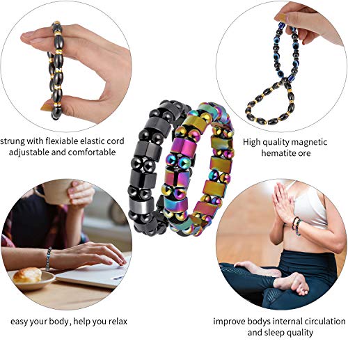 Hicarer 10 Pieces Magnetic Hematite Bracelets for Men Women Magnetic Bracelet Rock HicarerBuy Supplements Australia