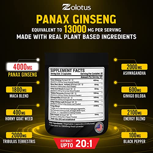 Premium Panax Ginseng 14 in 1, 13X Potency, High Strength Capsules with Horny Goat Weed ZolotusBuy Supplements Australia