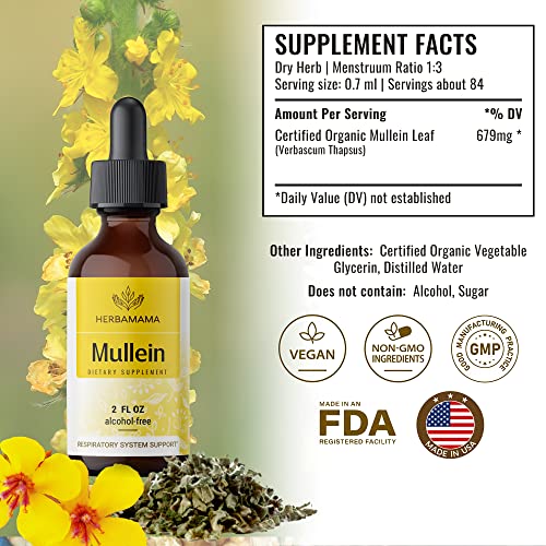 Mullein Leaf Tincture - Lung Cleanse - Vegan Lung Detox - Respiratory Health HERBAMAMABuy Supplements Australia