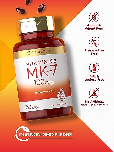Carlyle Vitamin K2 Supplement 100mcg | K2 MK7 | 150 Softgels | Non-GMO CarlyleBuy Supplements Australia