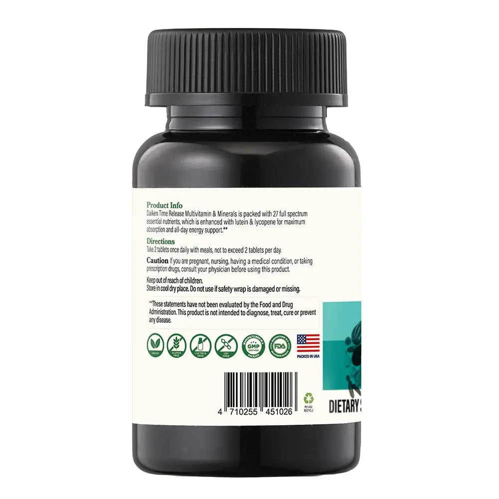 DAIKEN Mini Multivitamin, 60 Tablets, Enhanced with Lutein, Lycopene & Folic Acid, Time Released Multivitamin DAIKEN