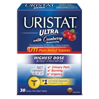 URISTAT Ultra UTI Pain Relief, Cranberry Flavored Coating, 30 Tablets (Pack of 2) URISTATBuy Supplements Australia