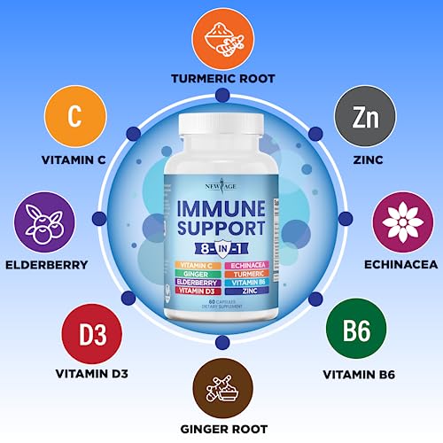 NEW AGE 8 in 1 Immune Support Booster Supplement with Echinacea, Vitamin C and Zinc NEW AGEBuy Supplements Australia