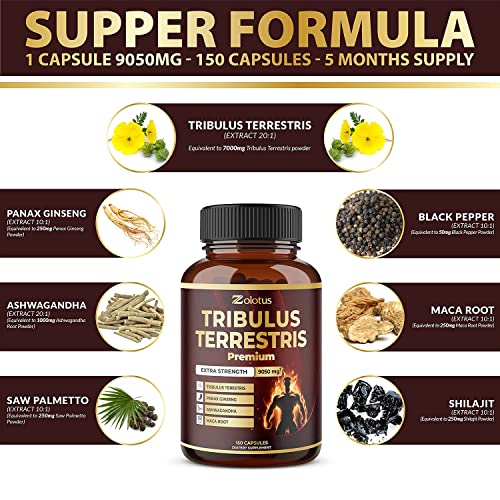 Tribulus Terrestris Supplement for Men & Women, 9050mg Per Capsule, 5-Month Supply ZolotusBuy Supplements Australia