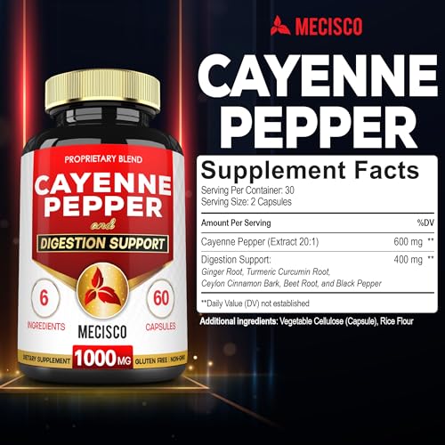 Mecisco 6in1 Cayenne Pepper Capsules Organic with Ginger Root, Beet Root, and Black Pepper MeciscoBuy Supplements Australia