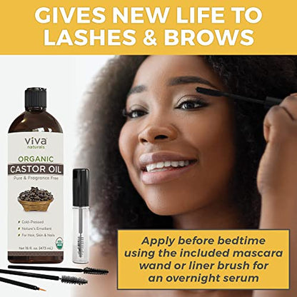 Viva Naturals Organic Castor Oil, 16 fl oz - Cold Pressed Castor Oil for Skin, Hair and Lashes - Traditionally Viva NaturalsBuy Supplements Australia