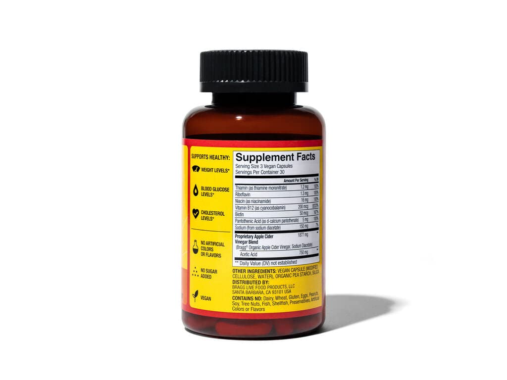 Bragg Apple Cider Vinegar True Energy Capsules – 6 B Vitamins – Caffeine Free BraggBuy Supplements Australia