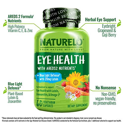 NATURELO Eye Vitamins - AREDS 2 Formula Nutrients with Lutein, Zeaxan NATURELOBuy Supplements Australia
