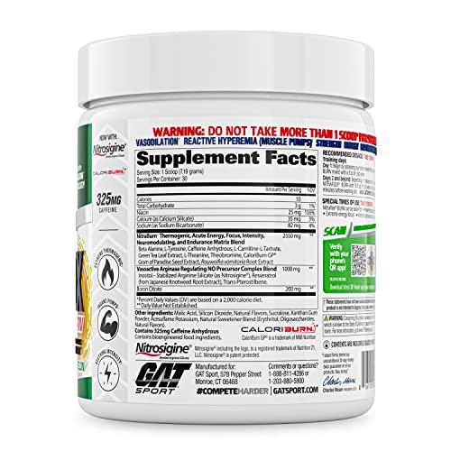 GAT SPORT NITRAFLEX Burn, Pre Workout Thermogenic Powder, Apple Melon, 30 Servings GAT SPORTBuy Supplements Australia