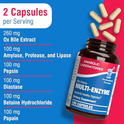 Anabolic Laboratories Multi Enzyme Nutritional Supplements - 100 Capsules of Digestive Anabolic LaboratoriesBuy Supplements Australia
