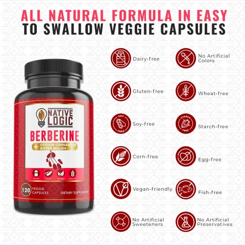 Native Logic Berberine HCL 1200mg with Ceylon Cinnamon, Bitter Melon, and Green Tea Native LogicBuy Supplements Australia