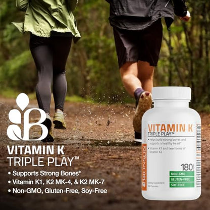 Vitamin K Triple Play (Vitamin K2 MK7 / Vitamin K2 MK4 / Vitamin K1) Full Spectrum BronsonBuy Supplements Australia