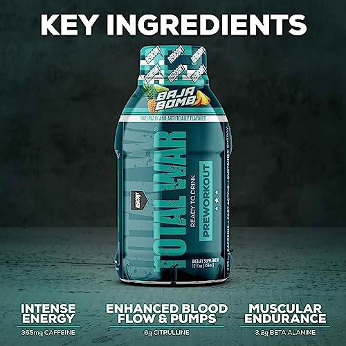 REDCON1 Total War Ready to Drink Preworkout, Strawberry Kiwi - 350mg of Fast Acting REDCON1Buy Supplements Australia