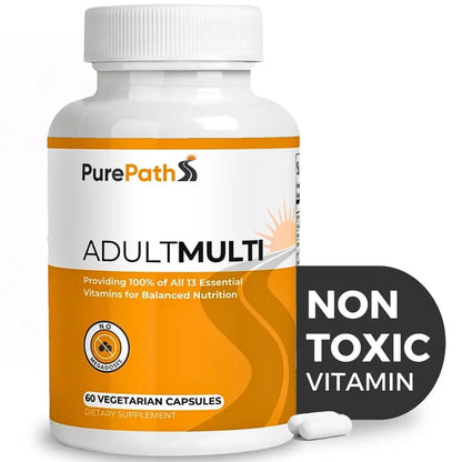 PurePath Non-Toxic Adult Multivitamin - 13 Vitamins - 100% RDA - No Harmful Megadoses - with B6 & B12 PurePath