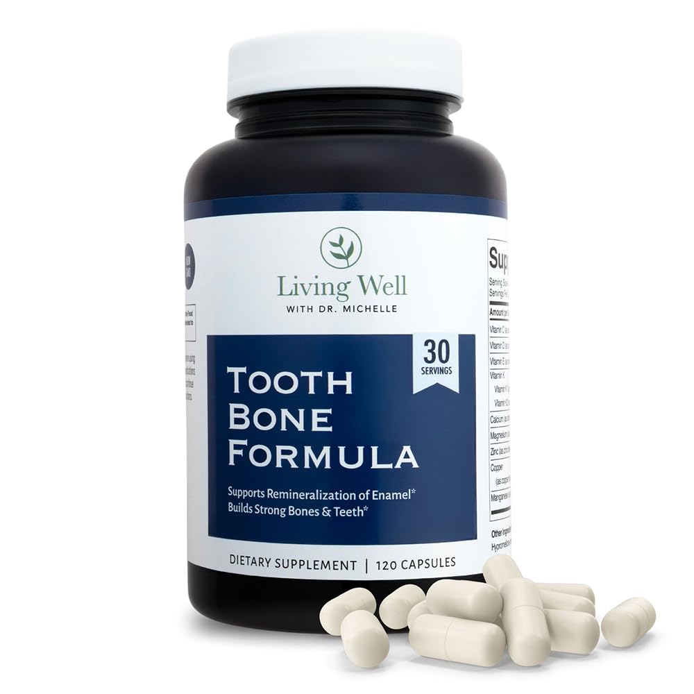 Living Well with Dr. Michelle Tooth & Bone Formula - Supplement with Calcium for Bone Strength & Tooth Enamel Support, D3 + K2, 120 Capsules, Non-GMO, Gluten-Free Living Well with Dr. MichelleBuy Supplements Australia