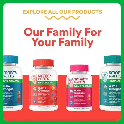 SmartyPants Organic Kids Multivitamin Gummies: Omega 3 (ALA), Vitamin D3, C, Vitamin B12, B6, A, K & Zinc for Immune Support, Biotin SmartyPants