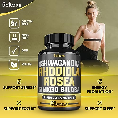 6050mg Rhodiola Rosea Supplement with Ashwagandha Root, Ginkgo Biloba & Black Pepper SatoomiBuy Supplements Australia