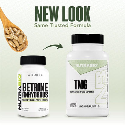 NutraBio TMG Supplements Betaine Anhydrous 500mg Capsules, Trimethylglycine Homocysteine Support NutraBioBuy Supplements Australia