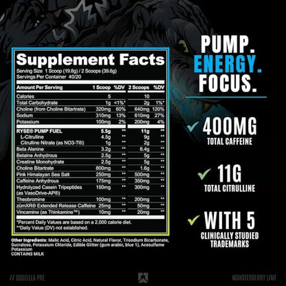 Ryse Noel Deyzel x Godzilla Pre Workout | Intense Pumps, Energy, & Focus | Citrulline & Beta RYSE Up SupplementsBuy Supplements Australia