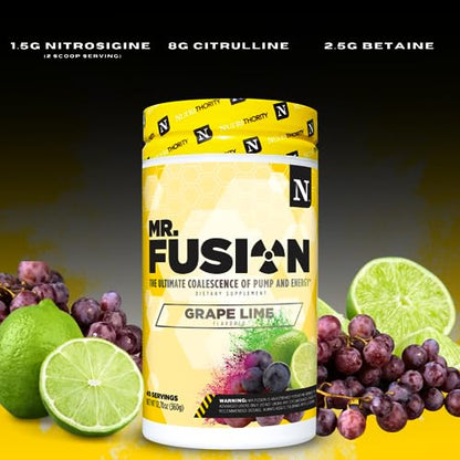 Nutrithority Mr.Fusion Pre Workout Supplement, Pineapple Punch, 40 Servings - Intense Focus & Pumps, Nitric Oxide Booster, No Crash - Powerful Energy Powder to Increase Strength & Gains