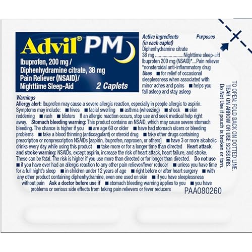 Advil Pain Reliever and Fever Reducer, Ibuprofen 200mg for Pain Relief - 300 Count, Advil PM Pain Reliever and Nighttime Sleep Aid, Ibuprofen for Pain Relief and Diphenhydramine Citrate - 2 Count AdvilBuy Supplements Australia