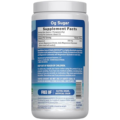 Natural Vitality Calm, Magnesium Supplement, Anti-Stress Drink Mix Powder, Gluten Free, Vegan, & Non-GMO, Original Unflavored, 16 oz